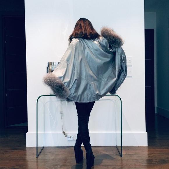 Michaela Fur metallic genuine leather fur jacket - Picture 4 of 12